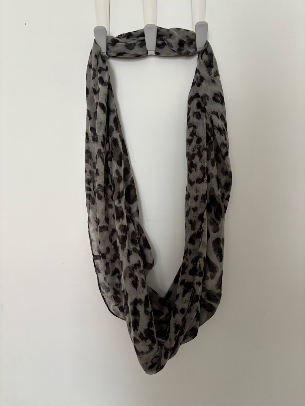 Street One Gray Leopard Print Infinity Scarf - Lightweight Wrap